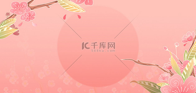 春天桃花粉色卡通背景