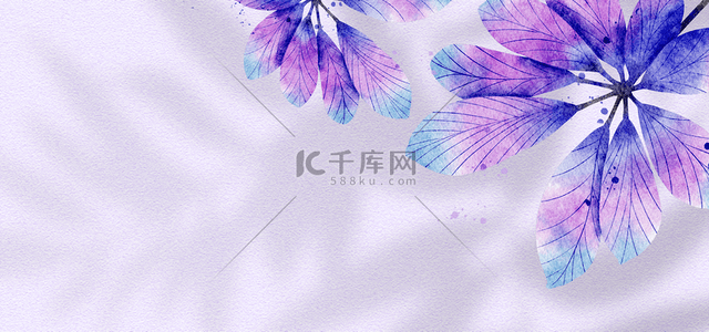 花卉阴影紫色树叶线条装饰背景
