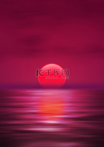 旅游介绍背景图片_海洋日落红色天空