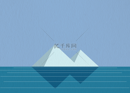 高山湖水风景壁纸背景图片_山水几何简约蓝色背景