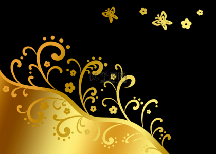 花卉图案欧式风格金色花纹背景
