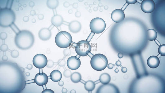 化学生物背景图片_epps 10。向量例证分子结构科学背景。保健医学3d 例证。带蓝色细胞或原子的化学背景。核生物技术, dna 配方研究.