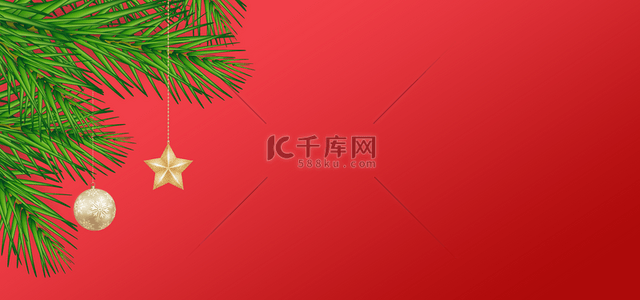 圣诞节五角星装饰品红色背景