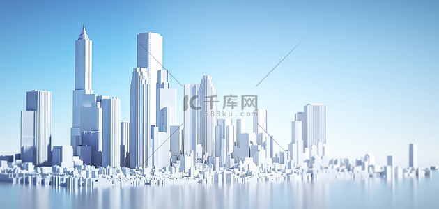 c4d商务背景背景图片_城市建筑商务背景白色C4D