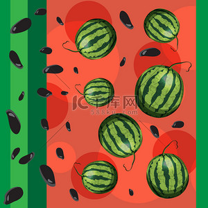 网店设计背景图片_西瓜和西瓜种子.