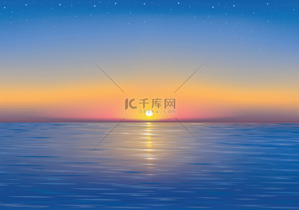 海边背景图片_美丽的夕阳与海边的星星