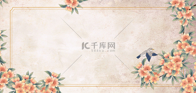 中国风花卉边框背景图片_中式花卉边框工笔画