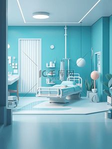 卡通医院背景图片_彩色3D立体医院病房