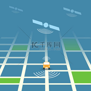 无线导航系统、物联网、自主车辆、传感系统、卫星车辆控制网络概念