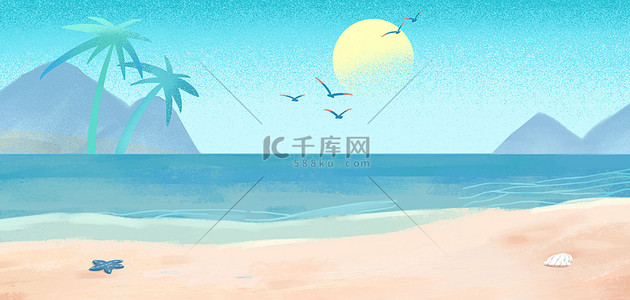 大海背景图片_小清新沙滩海滩高清背景