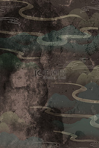褐色质感背景背景图片_博物馆文物青铜香炉褐色复古中国风壁画背景