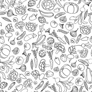 vegetables背景图片_Food ingredient seamless pattern