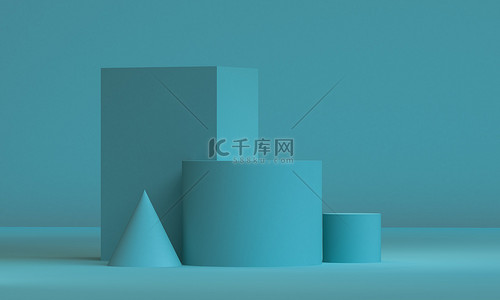 场景与几何形式，最小的抽象背景，3d re