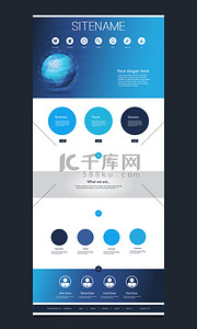 One Page Website Template with Earth Globe Header Design