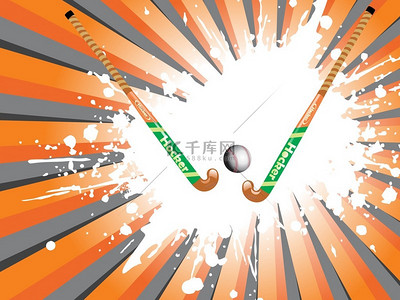 sport背景图片_Grunge with hockey stick and ball