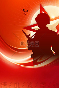 建军节军人红色中国风八一海报