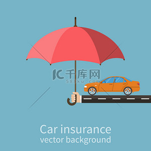 车背景图片_手保险人提供保护车的伞.