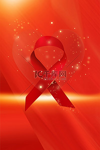红丝带背景图片_艾滋病红丝带红色简洁背景