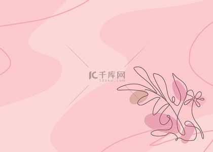 粉色淡雅的背景背景图片_花卉创意粉色植物线条背景