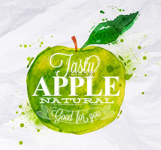 海报水果苹果背景图片_海报水果苹果绿色