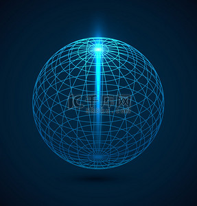 科技画背景图片_抽象蓝色轮廓地球球体背景
