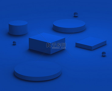 三维几何背景图片_3D蓝领台现代最小设计工作室背景。摘要三维几何形体图解绘制.情人节产品的展示.