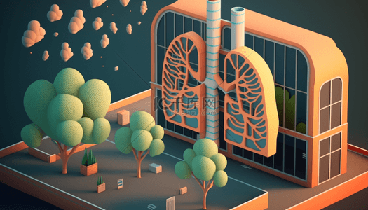 人体3D立体抽象肺部