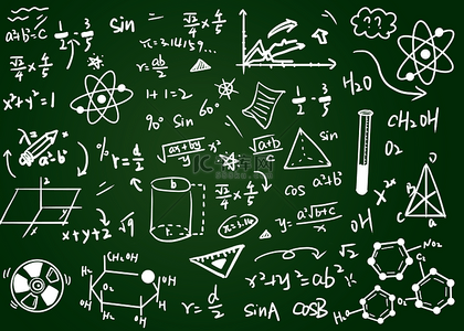 数学公式背景背景图片_平面黑板手绘教育数学公式背景