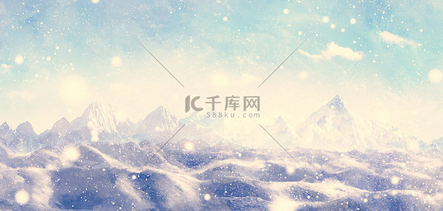 冬天背景图片_冬天雪山蓝紫梦幻