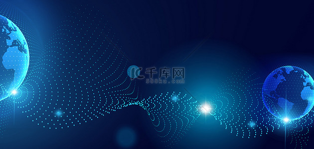 地球粒子科技背景图片_科技粒子地球蓝色抽象简约商务banner