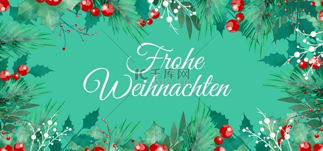 绿叶小植物背景图片_德国圣诞节圣诞绿叶浆果背景