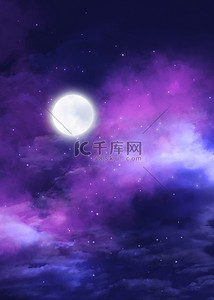 日本漫画梦幻抽象紫色云朵背景