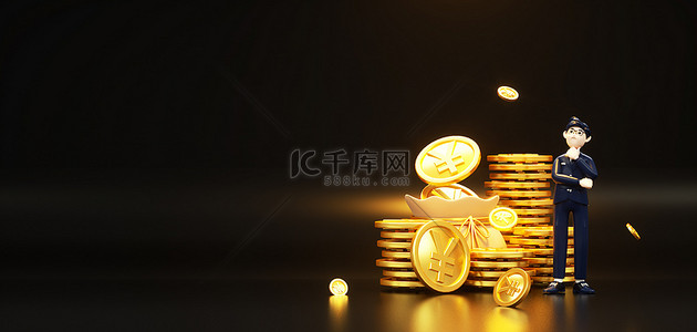 金融理财背景图片_金融理财黑金立体banner