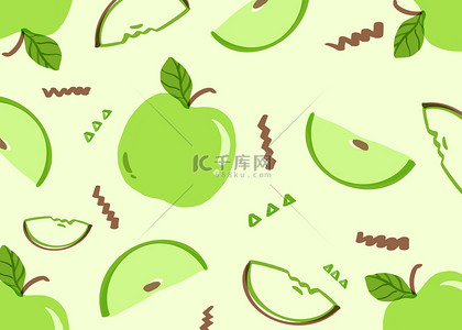 甜品人背景图片_苹果绿色水果图案背景