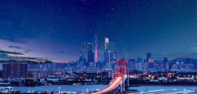 星星夜景背景图片_广州城市夜景