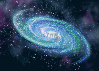 星座星座插画背景图片_蓝色星空条纹抽象星空旋转星云背景