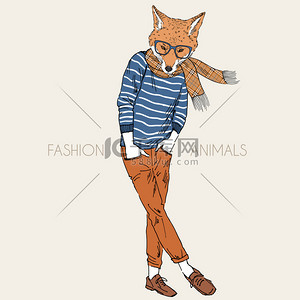 时尚狐狸男孩的插图