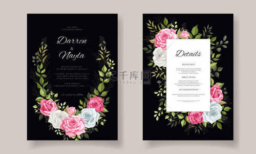 wedding背景图片_Luxury and elegant floral wedding invitation card template