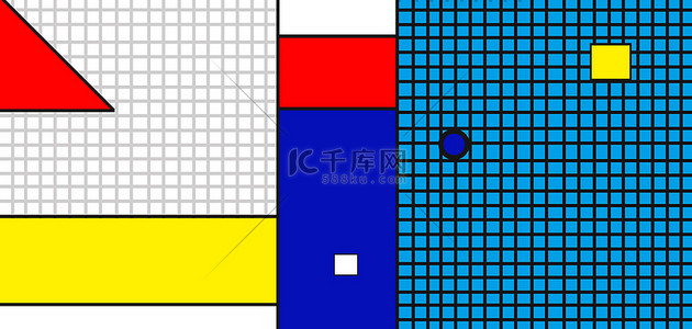 蓝白背景背景图片_简约几何蓝白蒙德里安背景