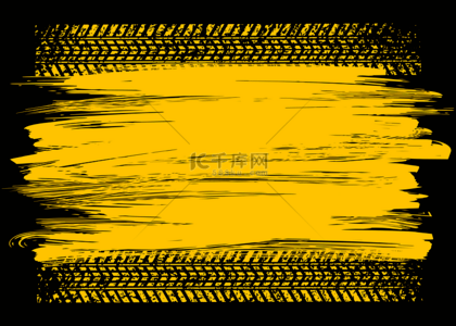 车背景图片_轮胎轨道黄色创意涂鸦背景