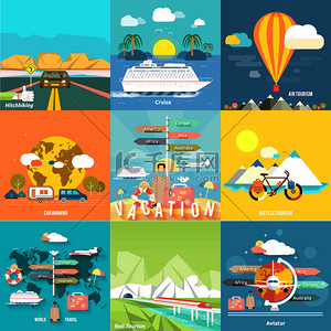 v图标背景图片_图标集的旅行和规划一个暑假