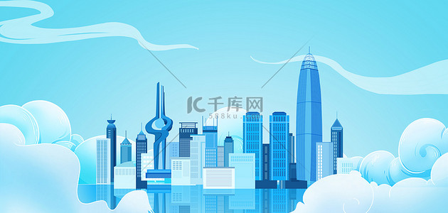 建筑背景图片_济南城市建筑蓝色