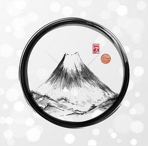 富士康简介背景图片_黑色的 enso 循环的富士山山