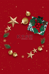 金色圣诞节背景背景图片_圣诞节背景礼盒叶子