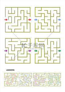 智力游戏背景图片_设置的四个迷宫游戏模板与答案