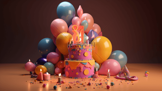 彩色生日快乐蛋糕