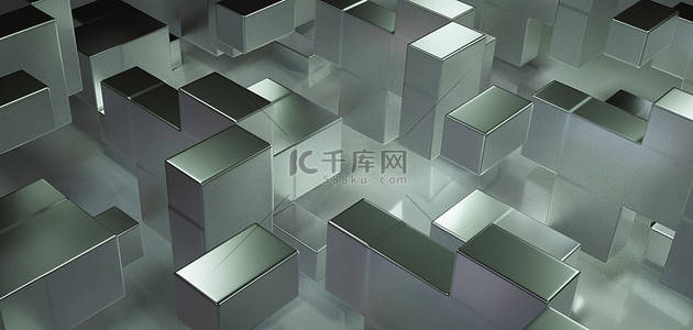 几何立方体灰色立体空间渐变金属
