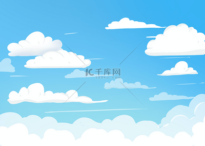 蓝色动漫背景图片_云朵日本动漫风格天空高层云背景