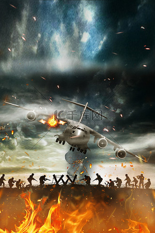 战场背景图片_战争游戏飞机红色创意背景