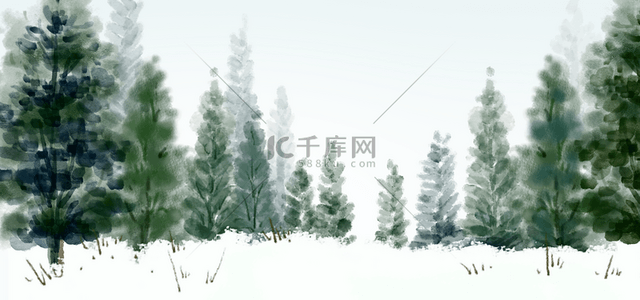 林海雪地山水水墨背景